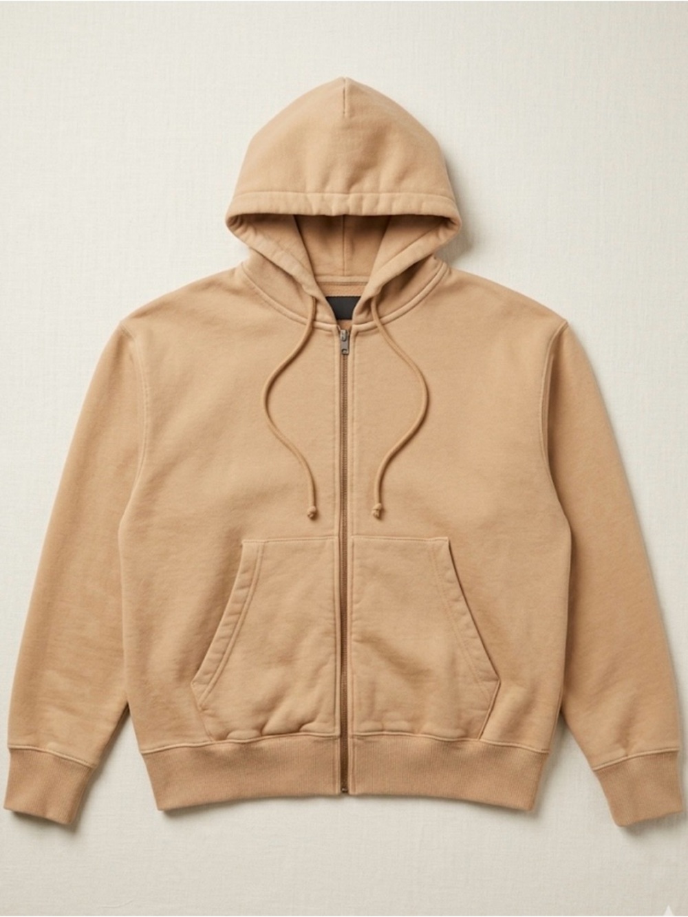 Zara Women's Zip-Up Hoodie - Beige